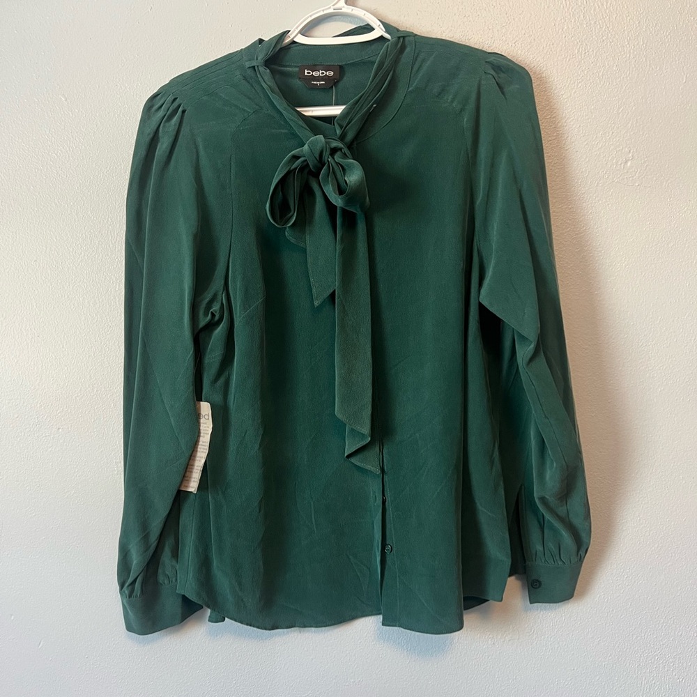 Bebe Bow Silk Blouse